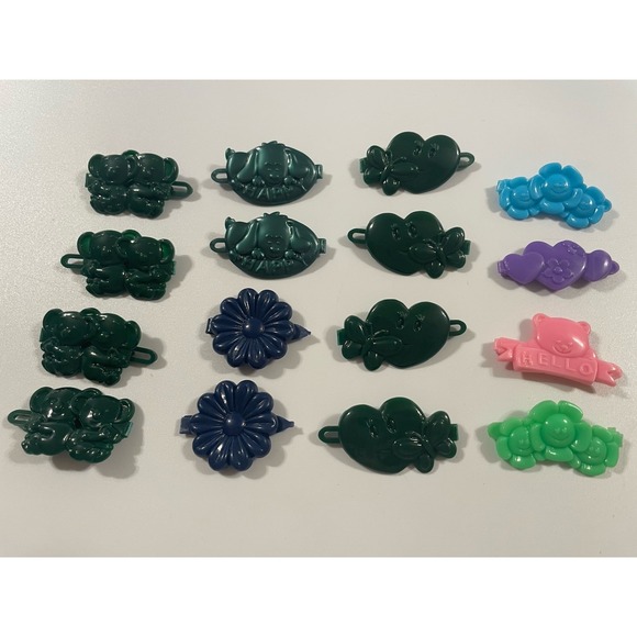 Vtg lot Girls Novelty Hair Clip Barrette Flower Puppy‎ Smile Heart 80s 90s Y2K - Picture 2 of 14